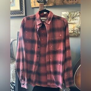 Men's Standard Cloth destressed Red Plaid Shirt